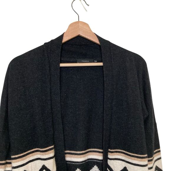 Talula Womens XXS Black Ivory Abstracy Tribal Knit Open Front Cardigan Waterfall - Picture 3 of 11